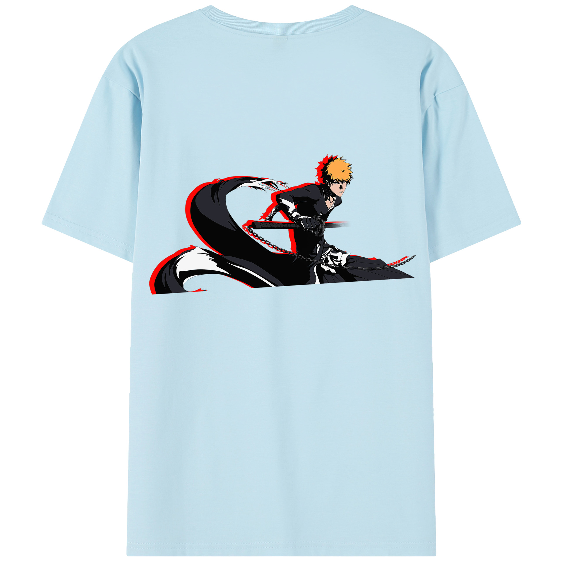（画像用） ブリーチ 黒崎一護（くろさき いちご）BLEACH Kurosaki Ichigo 綿100％半袖Tシャツ（背面プリント）